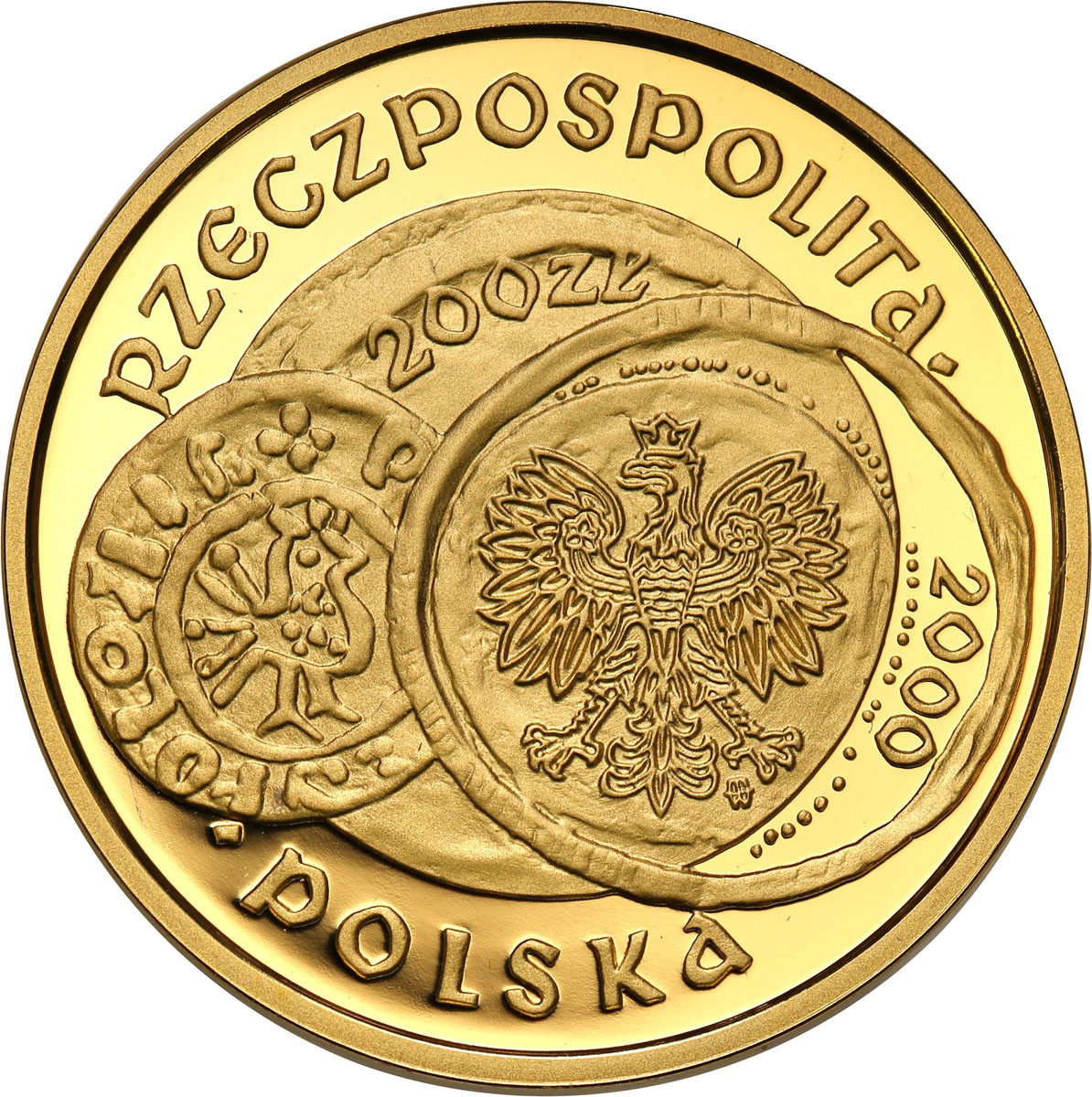 III RP. 200 złotych 2000 Zjazd w Gnieźnie - duże Gniezno, RZADKIE
